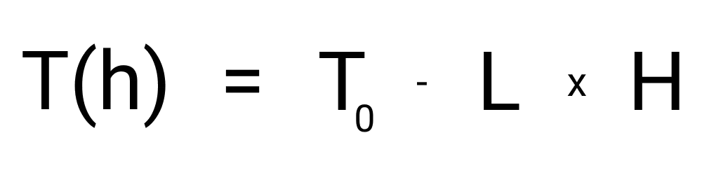 An image showing the formula for finding the temperature at a certain altitude.